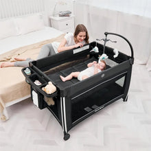 Baby Crib Deluxe Nursery Center, Foldable Travel Playard with Bassinet,