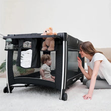 Baby Crib Deluxe Nursery Center, Foldable Travel Playard with Bassinet,
