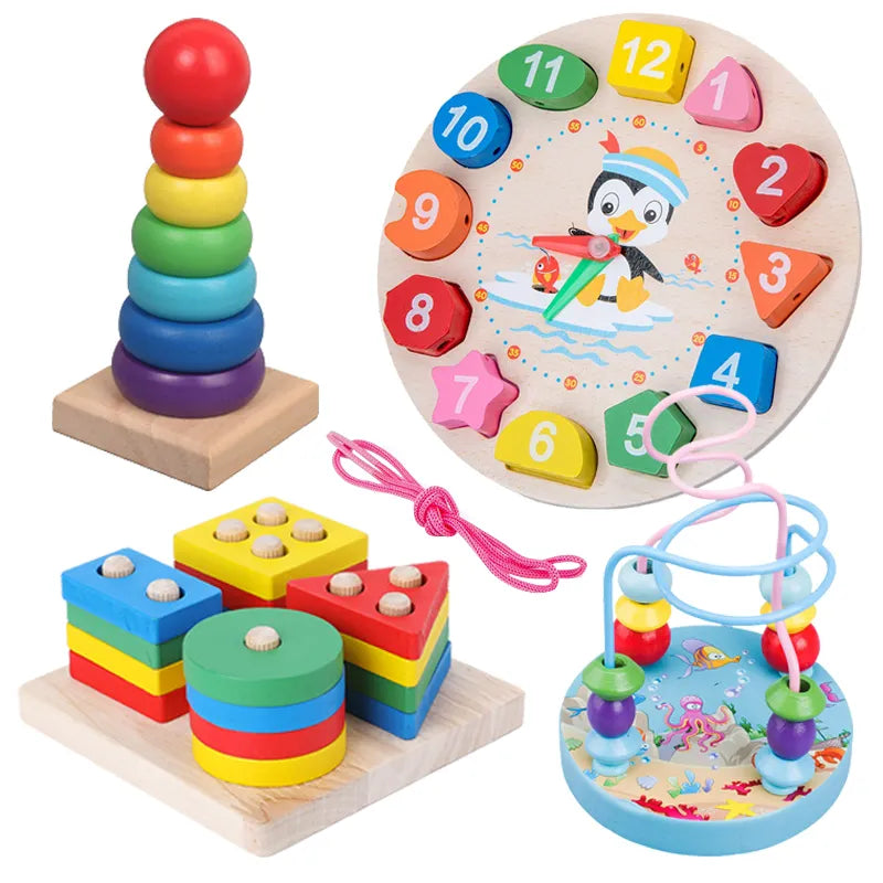 Wooden Montessori Toys for Kids Wood Sorting & Stacking Toy